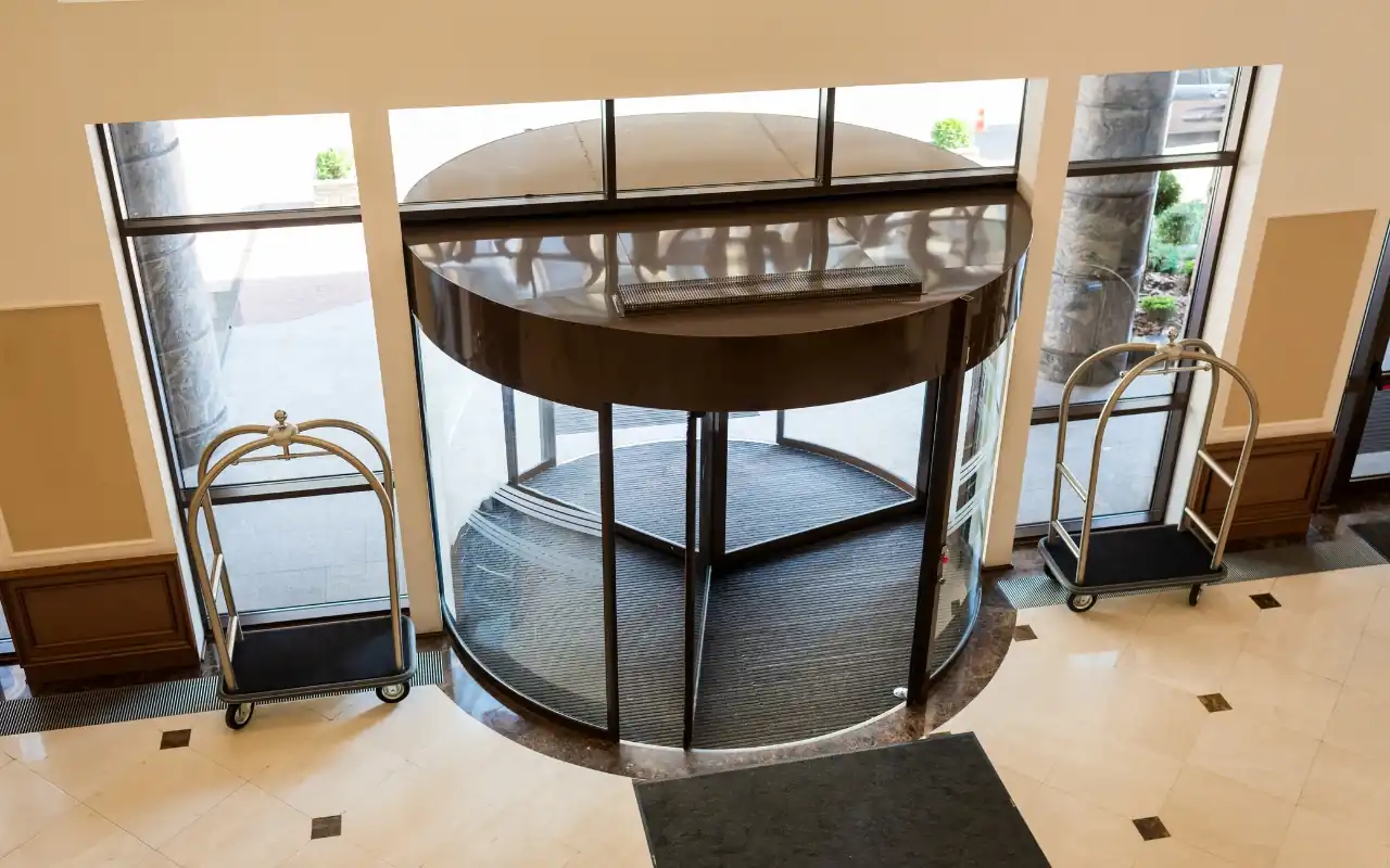 Step-by-step guide on how to install revolving doors for commercial use.